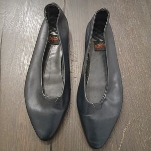 AEROSOLES Leather Ballet Flats Navy Blue Size: 9